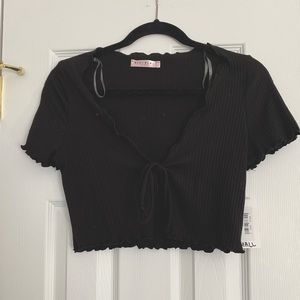 Blue Blush Tie Front Tee